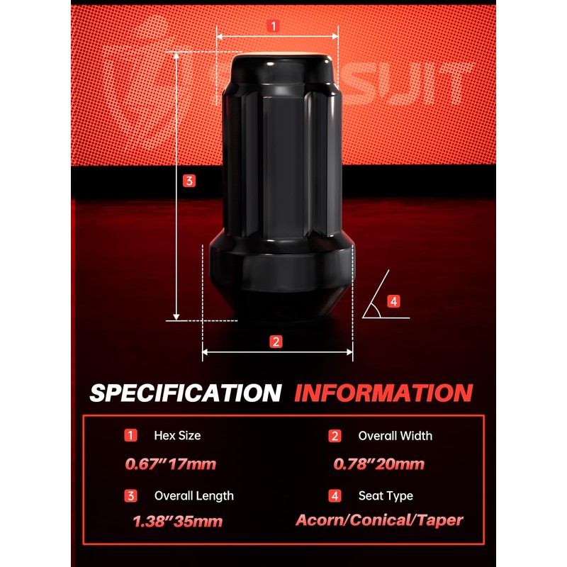 Sposuit M12x1.25 Spline Lug Nuts - Replacement for 1994-2024 Subaru