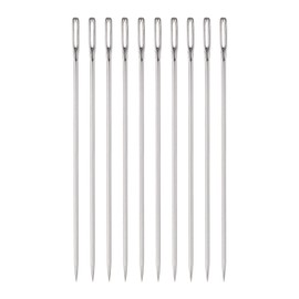 HARFINGTON 10pcs 3.5 Inch Upholstery Needles Large Eye Stitching Needles Stainless Steel Straight Hand Sewing Needles for Home Hand Sewing Leather Tapestry Embroidery Tufting Webbing Carpet
