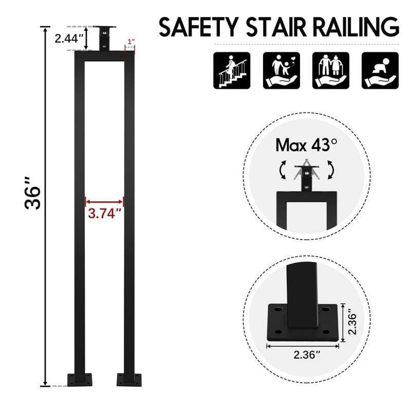 3 Pack U Shape 36" Stair Balusters with Adjustable Top