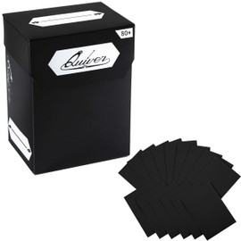 Quiver Time Black Trading Card Deck Box and Sleeves Bundle - 80+ Quiver Deck Block with 2 Dividers (Commander MTG Deck Box MTG) + 100 Artemis Black Card Sleeves with Black interior (66 x 93 mm)