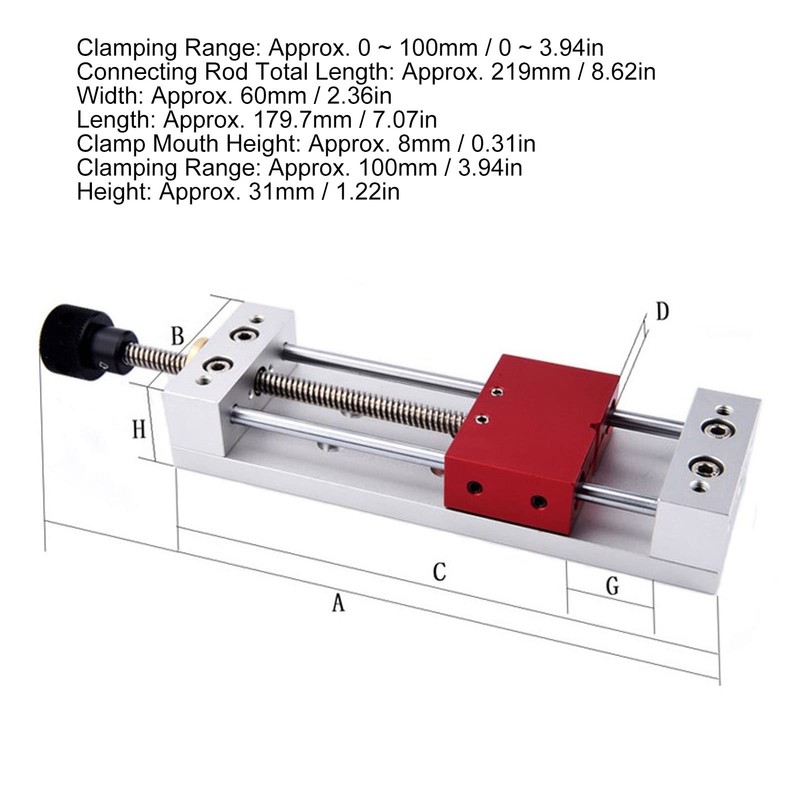 0-100mm Clamping Range Aluminium Alloy Bench Vice, Mini Drill Press