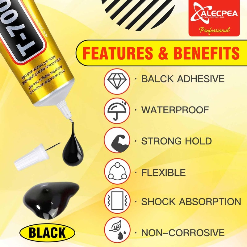 ALECPEA Upgrade T-7000 Black Adhesive Glue - 3PCS 50ml |