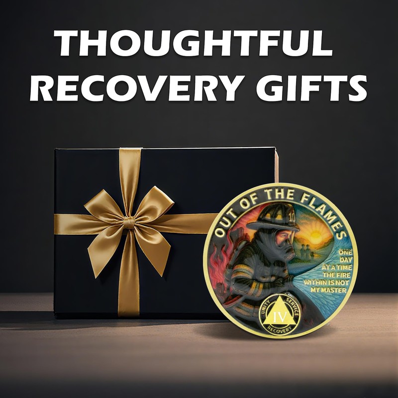 Leafence Firefighter AA Sobriety Coin Out of the Flames Recovery
