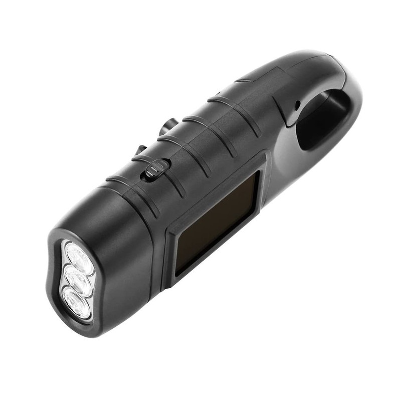 LED Portable Flashlight Multifunction Solar Charging Manual Power Generation Torch