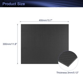 MECCANIXITY 3K Carbon Fiber Plate Panel Sheets, 400 x 300 x 3mm Carbon Fiber Board Plate Flexible for RC Aircraft, Model Car, Auto Parts (Twill Matte)
