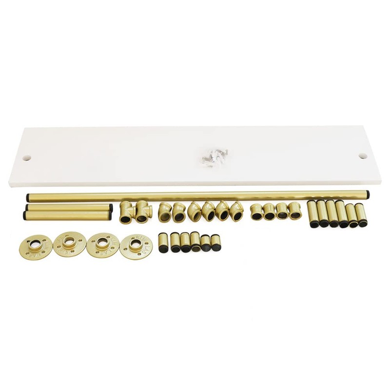 Fetcoi 40" Clothes Rack with Top Shelf, Gold Wall Mounted