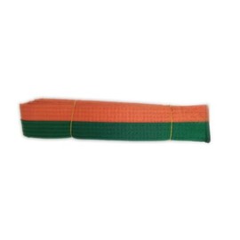 Pandiui23 Professional Taekwondo Karate Judo Belt Double Wrap Martial Arts Stripe Sports Belt (1, Orange Green, 7.5 Feet)