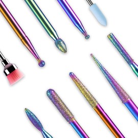 Juego de 10 brocas de diamante para uñas, 3/32 pulgadas, para uñas de gel acrílico, herramientas de limpieza para manicura y pedicura, uso en casa