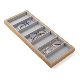 Caja de almacenamiento de gafas de madera de nogal Caja de almacenamiento para gafas de sol Caja de almacenamiento Bandeja de exhibición de joyas Caja organizadora de escaparate