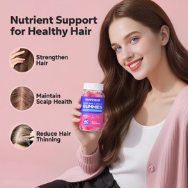 Hair, Skin & Nails Gummies with Biotin 5000mcg – Hair Growth & Strength with Zinc & 9 Essential Vitamins – Supports Hair, Skin & Nail Health – 60 Gummies