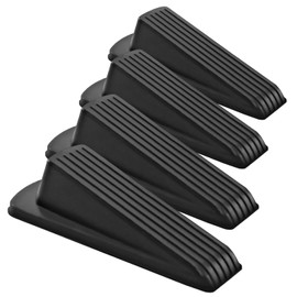 Home Premium Door Stoppers for Bottom of Door, Rubber Door Stop Wedge (4 Pack, Black)