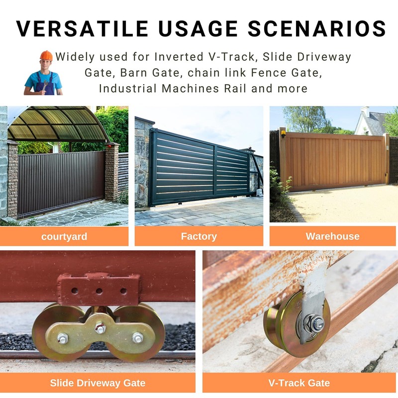JUSOO 4-inch Diameter x 1.8-Inch Wide V Groove Sliding Gate