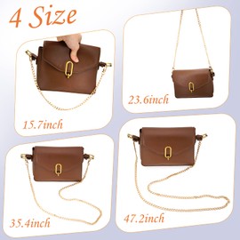 LOVLLE 4 Packs Gold Purse Chain Strap Flat Iron Chains with Metal Buckles for Replacement Shoulder Handbag Crossbody Bag Clutch (15.7'', 23.6'', 35.4'', 47.2 '')