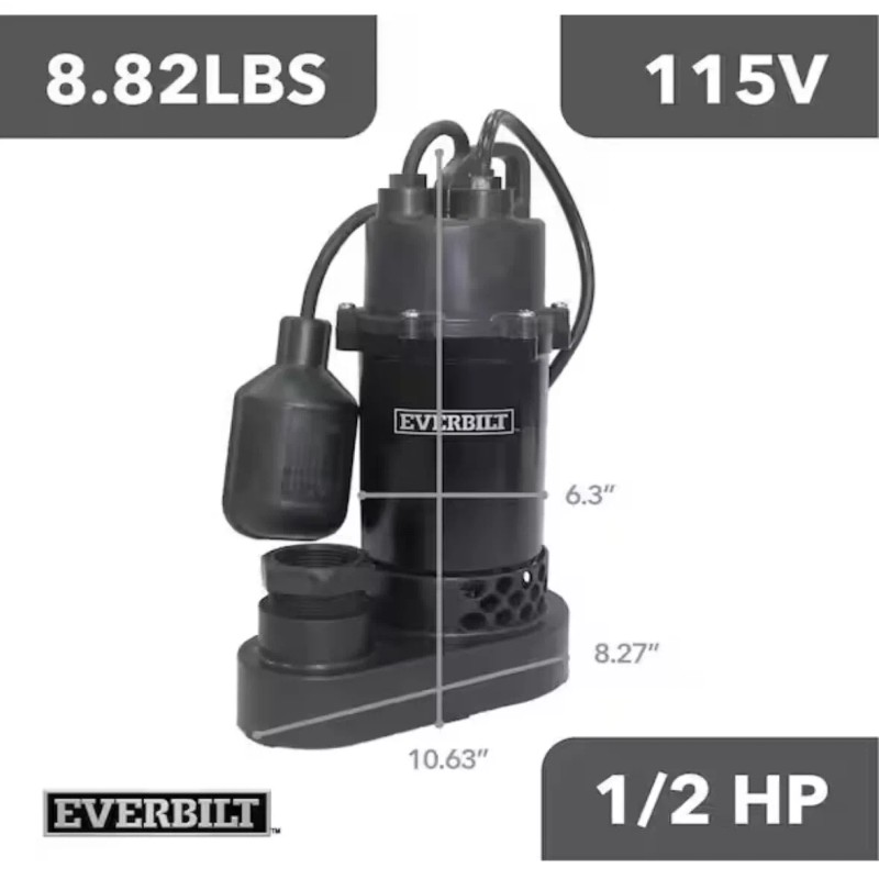 Everbilt NEW Everbilt 1/2 HP Submersible Aluminum Sump Pump with