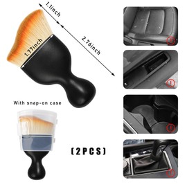 Dickno 2PCS Car Interior Dust Brush, Soft Scratch Free Auto Detailing Brushes, Universal Vehicle Interior Cleaning Tool for Automotive Dashboard, Air Vents, Leather (Yellow)