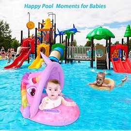 Arcimatto - Flotadores de piscina para bebé con toldo extraíble de protección solar, bonita balsa inflable con asiento y asa, sin tirones sobre niños 