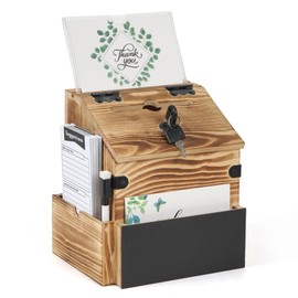 Optyuwah Wooden Suggestion Box, Name Plate Letter Box with Newspaper Compartment, Lockable Post Boxes, Brown Post Box, Ballot Box, Suggestion Box, Cummerkasten Donation Box