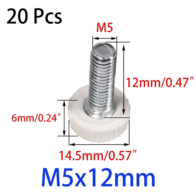 M5x12mm Male Thread Thumb Screw Knobs,Grip Thumb Screw,Threaded Knurled Knobs