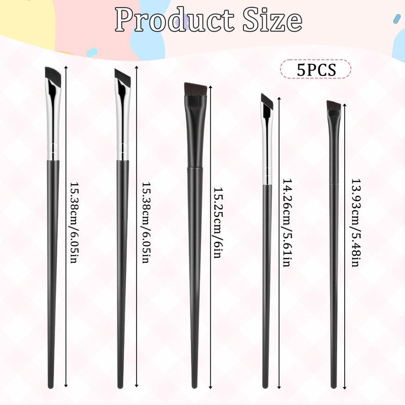5 Pcs Eyeliner Brushes Set, Upgraded Ultra-Thin Sickle & Slanted