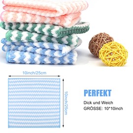 Fuyamp Pack of 12 Microfibre Cleaning Cloths, Kitchen Shiny Wipes Cloths, Reusable, Strong Absorbent Cleaning Cloths, Multi-Purpose Coral Fleece Cleaning Cloth, Window Cloths (25 x 25 cm)