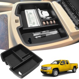 PeakPurit Center Console Organizer Tray Compatible with Chevy 2007-2013 Silverado 1500 Tahoe Suburban for GMC 2007-2013 Sierra 1500 Yukon Interior Accessories Insert Tray Pallet Storage Box