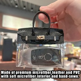 GTZTYZ Mini Creative Handbag Design Car keychain,Women Car Key Bag Mini Handbag,Exquisite Transparent Small Handbag,Headphone Bags with a Keychain (Orange)