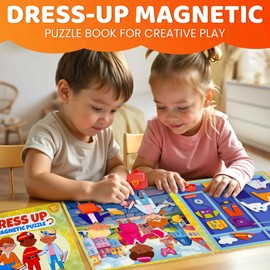 Magnetic Dress Up Dolls for Girls and Boys with 35 Magnetic Pieces, Creative Magnetic Play Set for Home and Travel, Perfect Magnetic Paper Dolls for Ages 3 and Up, Boost Fine Motor Skills& Imagination