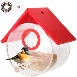 Hummingbird House,Window View Acrylic Bird Feeder with Strong Suction Cup and Lanyard for Outside - See Through Upgraded Birdhouse Outdoors,Gardening Gifts Home Decoration