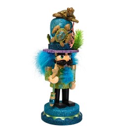 Kurt Adler Hollywood Nutcracker with Sea Turtle Hat, 11-Inch,Blue