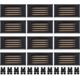 SUNVIE LED Low Voltage Step Lights Outdoor Step Lights 5W 3000k Low Voltage Deck Lights with Horizontal Louver Faceplate Deck Stair Lights for Steps Stairs Fence Fastlock2 Connectors Included 12 Pack