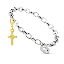 'Andante-Stones Gold Cross Charm Bead Includes Organza Pouch