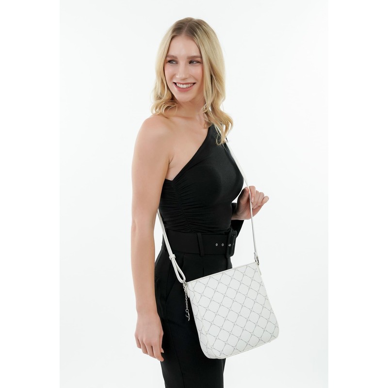 Tamaris TAS Anastasia 30103 Women's Shoulder Bag Checked, White, Unit