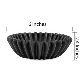 Kultilanda Ceramic Bowl for Kitchen Counter Small Black Decorative Bowl Modern Home Decor 6 Inches Key Bowl Ruffle Fluted Scalloped Bowl