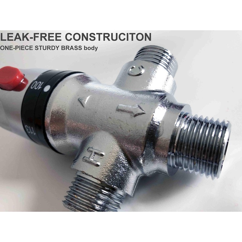 Atmama Three-way Thermostatic Mixing Valve,1/2NPT Connections,Solid Brass