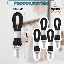 Hanger for towels, 4 pieces towel clips with loops, tea towel holder, black towel clips, towel hanger without towel clip for bathroom cabinets, clothes hanger holder