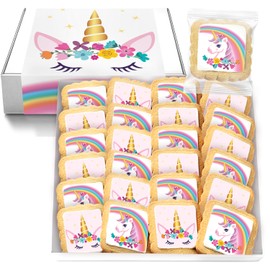 Unicorn Cookies Individually Wrapped Bulk For Kids Theme Birthday Party Favors 24 Pack Bulk for Kids Party Sugar Cookie Rainbow Pink
