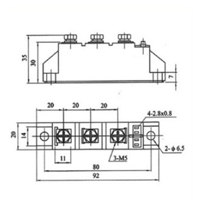 Bridge Rectifier 1600V 3 Terminal 2 in 1 Out Common