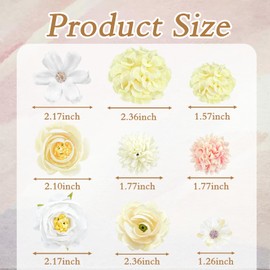 20 Pcs Hair Flowers Boho Floral Hair Clips Silk Flower Handmade Barrettes Hawaiian Rose Accessories Bride Headpiecefor Women Girls Beach Party Wedding Graduation White Yellow
