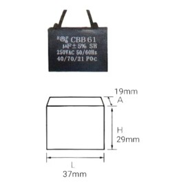 Capacitor Condensador Cuadrado 8mfd 8uf 250v Cable Ventilador                                                                                         
