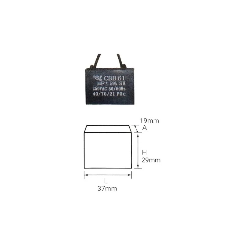 Capacitor Condensador Cuadrado 8mfd 8uf 250v Cable Ventilador