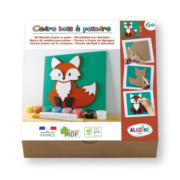 Aladine 3085485 Wooden Painting Set, Fox 3D Wooden Picture for