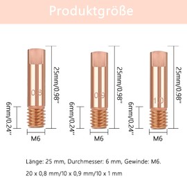40 Pieces Copper Contact Tip Welding Nozzles Power Nozzle Set for 15AK Mig Mag Welding Machine Welding Contact Tips Wear Parts Set 0.8 mm, 0.9 mm, 1 mm Welding Accessories