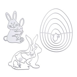 Set of 3 Cutting Dies Rabbit Easter Bunny Colour Eggs Cutting Embossing Stencils Embossing Stencils for Easter DIY Scrapbooking Paper Cards Art Crafts Decoration