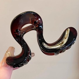 Briskyjp Hair Clip, Small, 3.1 inches (8 cm), Tightly Curled, Hair Accessory, Plastic, Banana Clip, For Adults, Korean Style, Simple, Office, Women's, Hair Ornament, Brown