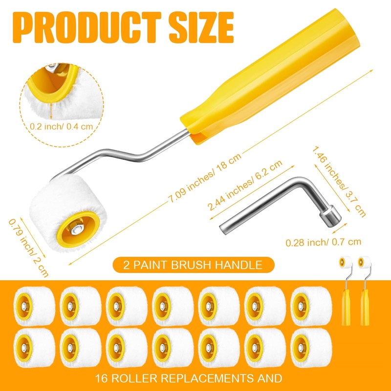 Honeydak 16 Pack Mini Paint Roller Small Paint Roller for