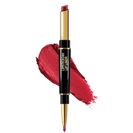 NILKJAR Ruby Red Women's Matte Lipstick and Lip Liner Set,DNM Double-ended Design Lipstick and Lip Liner in One,Lasting Waterproof Lipstick and Lip Liners Combo Lip Liner Pencil Set 01#