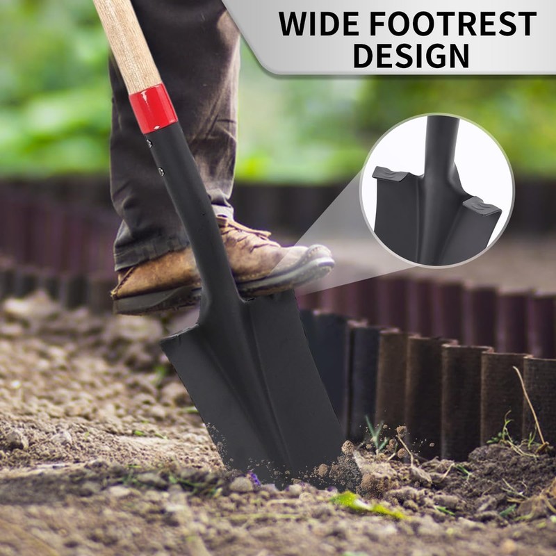Nohovu Spade Shovel for Digging, Heavy Duty Shovel with D-Handle,