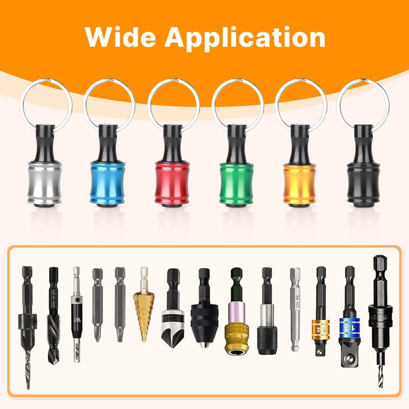 Sopclane 24PCS 1/4 Hex Shank Drill Bit Holder Keychain Extension