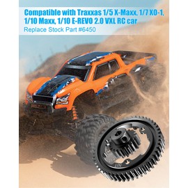 50T 1 Mod Hardened Steel Spur Gear with 20T Motor Pinion Gear Compatible with Traxxas 1/5 X-Maxx 1/7 XO-1 1/10 Maxx 1/10 E-REVO 2.0 VXL, Replace 6450