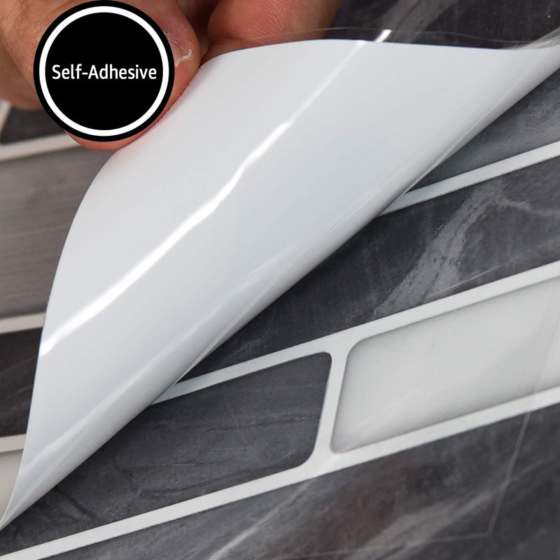Art3d 10-Sheet Self-Adhesive Tile Backsplash for Kitchen, Vinyl Decorative Marble